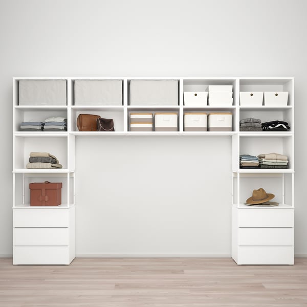 PLATSA wardrobe with 7 doors+6 drawers, white/Fonnes white, 300x42x201 cm