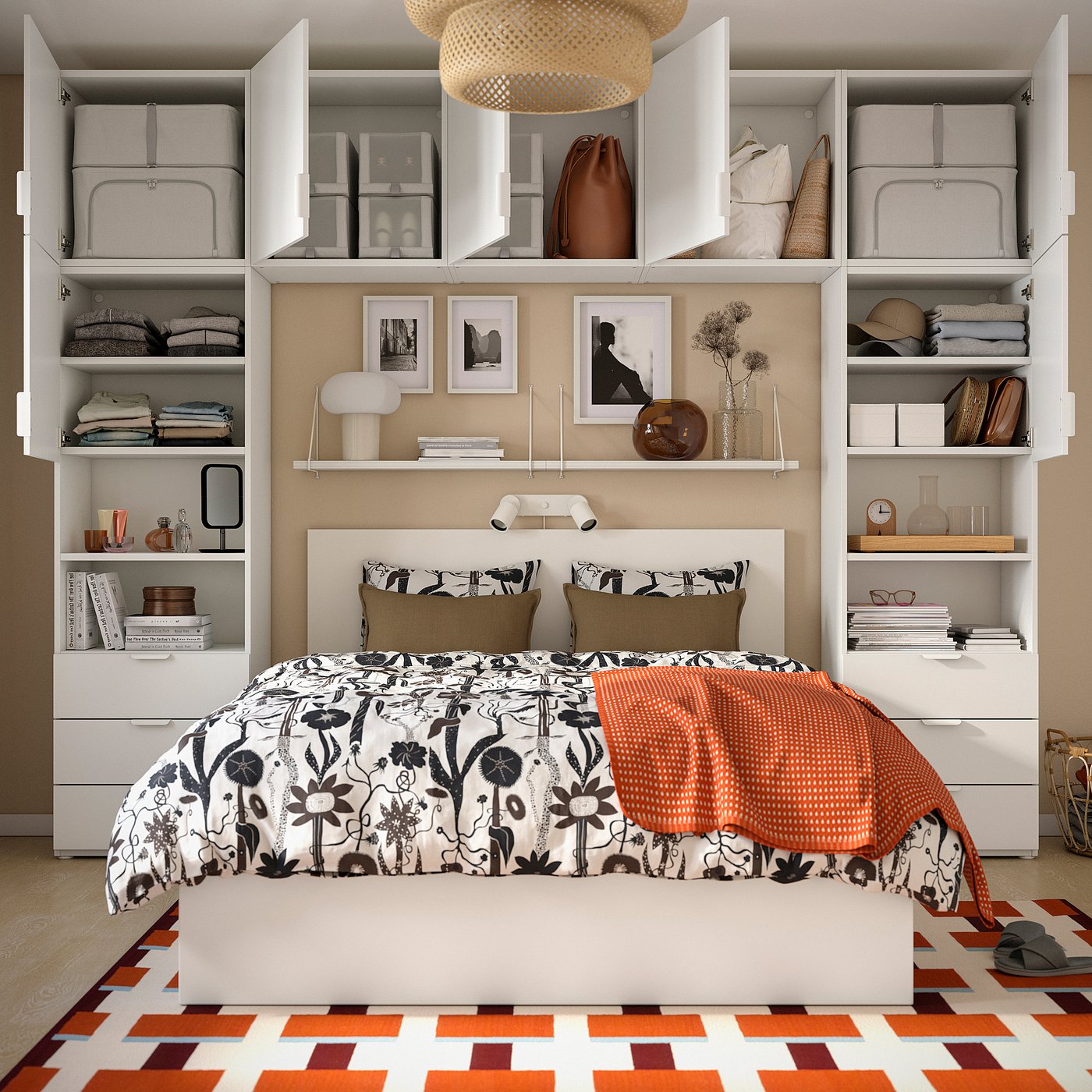PLATSA wardrobe with 7 doors+6 drawers, white/Fonnes white, 300x42x241 cm