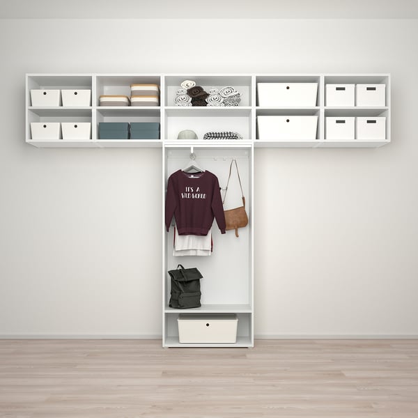 PLATSA - Wardrobe with 8 doors, white Fonnes/white, 320x42x241 cm