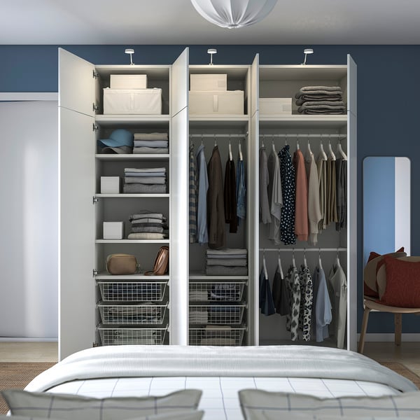 PLATSA wardrobe with 8 doors, white/Fonnes white, 200x57x221 cm