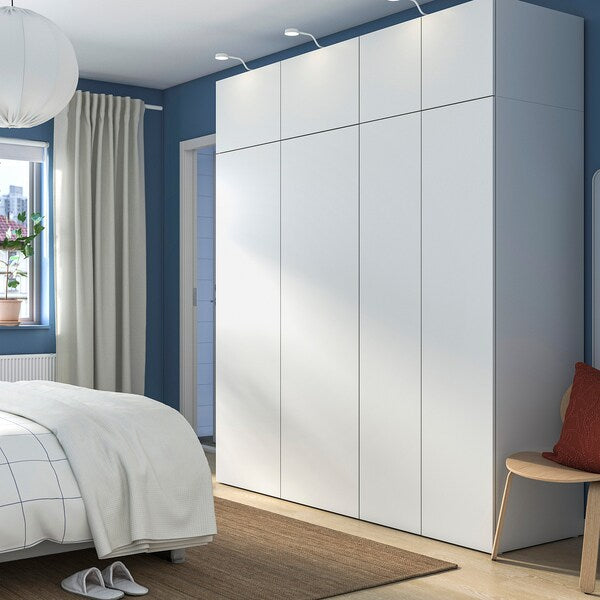 PLATSA - Wardrobe with 8 doors, white/Fonnes white, 200x57x221 cm