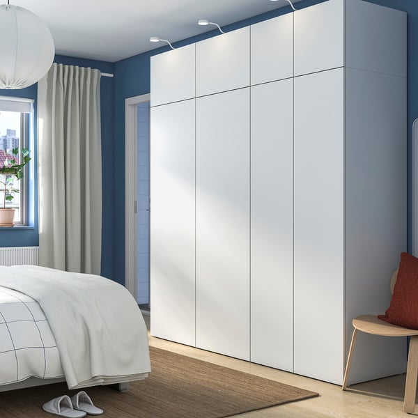 PLATSA wardrobe with 8 doors, white/Fonnes white, 200x57x221 cm