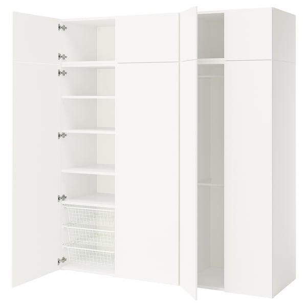 PLATSA - Wardrobe with 8 doors, white/Fonnes white, 200x57x221 cm