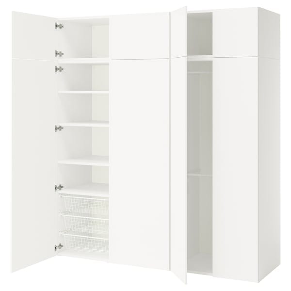 PLATSA - Wardrobe with 8 doors, white/Fonnes white, 200x57x221 cm