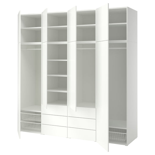 PLATSA wardrobe with 8 doors and 6 drawers, white/FONNES white, 240x57x241 cm