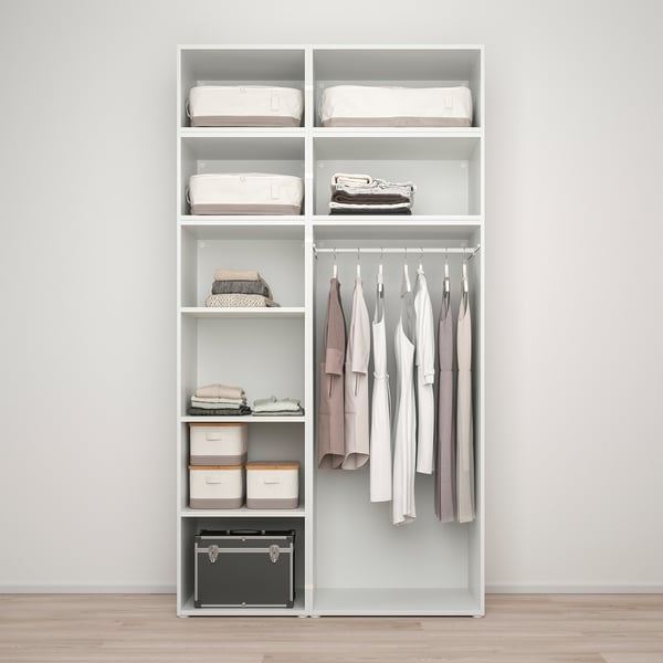 PLATSA - Wardrobe with 9 doors, white/Fonnes white, 140x57x261 cm