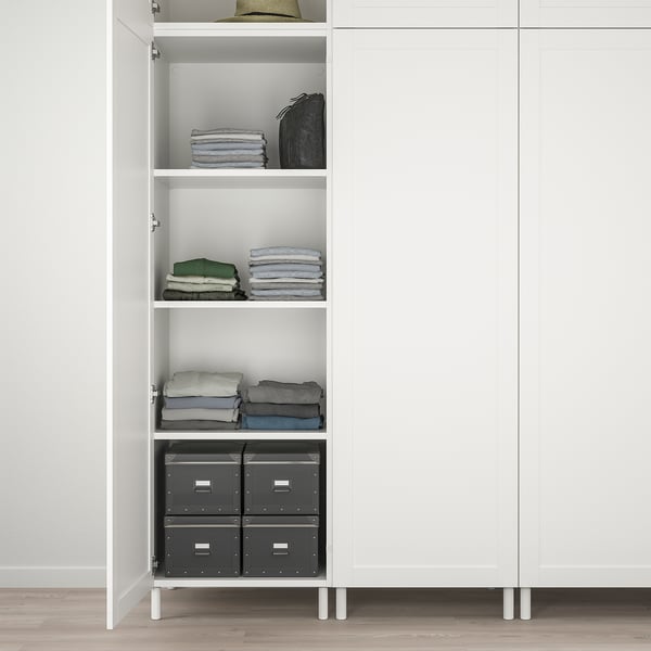 PLATSA - Wardrobe with 9 doors, white Sannidal/white, 300x57x271 cm