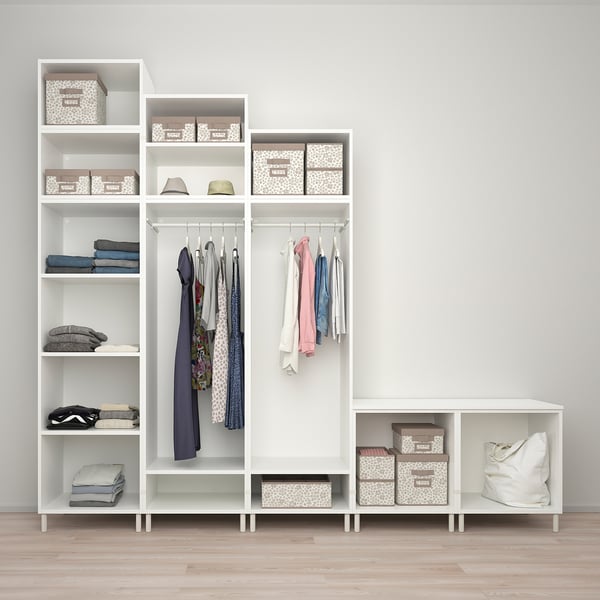 PLATSA - Wardrobe with 9 doors, white Sannidal/white, 300x57x271 cm