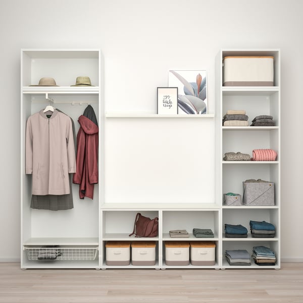 PLATSA - Wardrobe with 9 doors, white STRAUMEN mirror glass /FONNES white, 260x42x221 cm