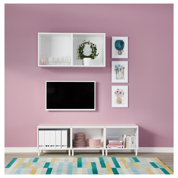 PLATSA - PLATSA Cabinet, white/Fonnes white, 180x42x113 cm