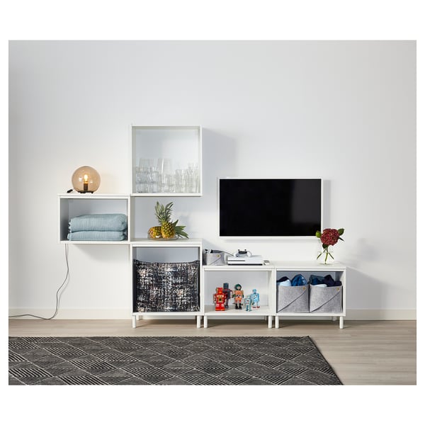 PLATSA - PLATSA Cabinet, white/Fonnes white, 180x42x113 cm