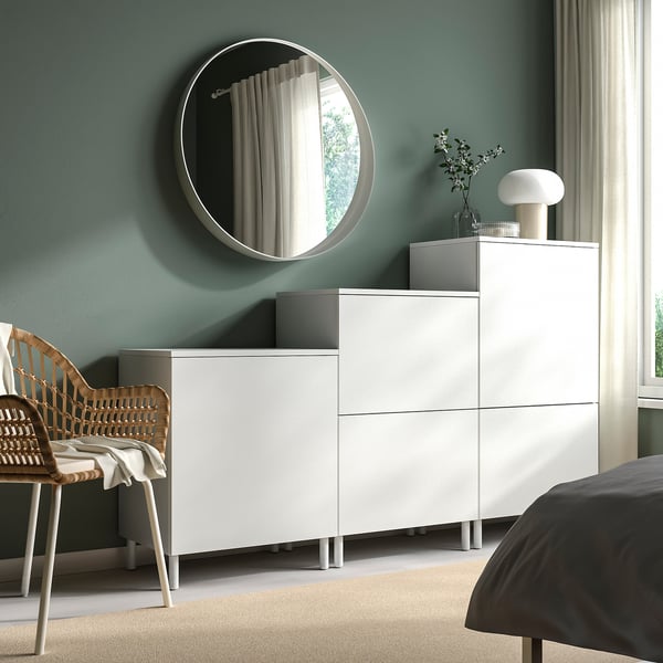 PLATSA - PLATSA Cabinet, white/Fonnes white, 180x42x113 cm