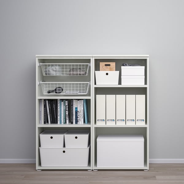 PLATSA cabinet with 2 sliding doors, white Larkollen/dark grey, 120x42x123 cm