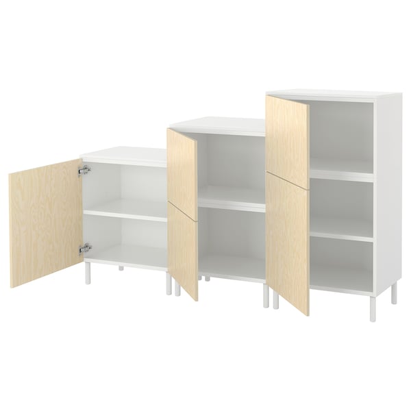 PLATSA cabinet with 5 doors, white/Kalbåden lively pine effect, 180x42x113 cm