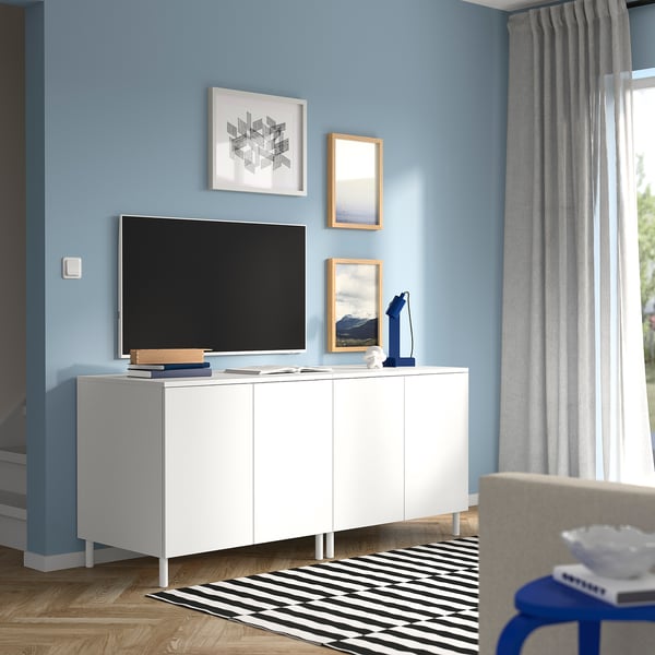 PLATSA storage combination with doors, white/Fonnes white, 160x57x73 cm