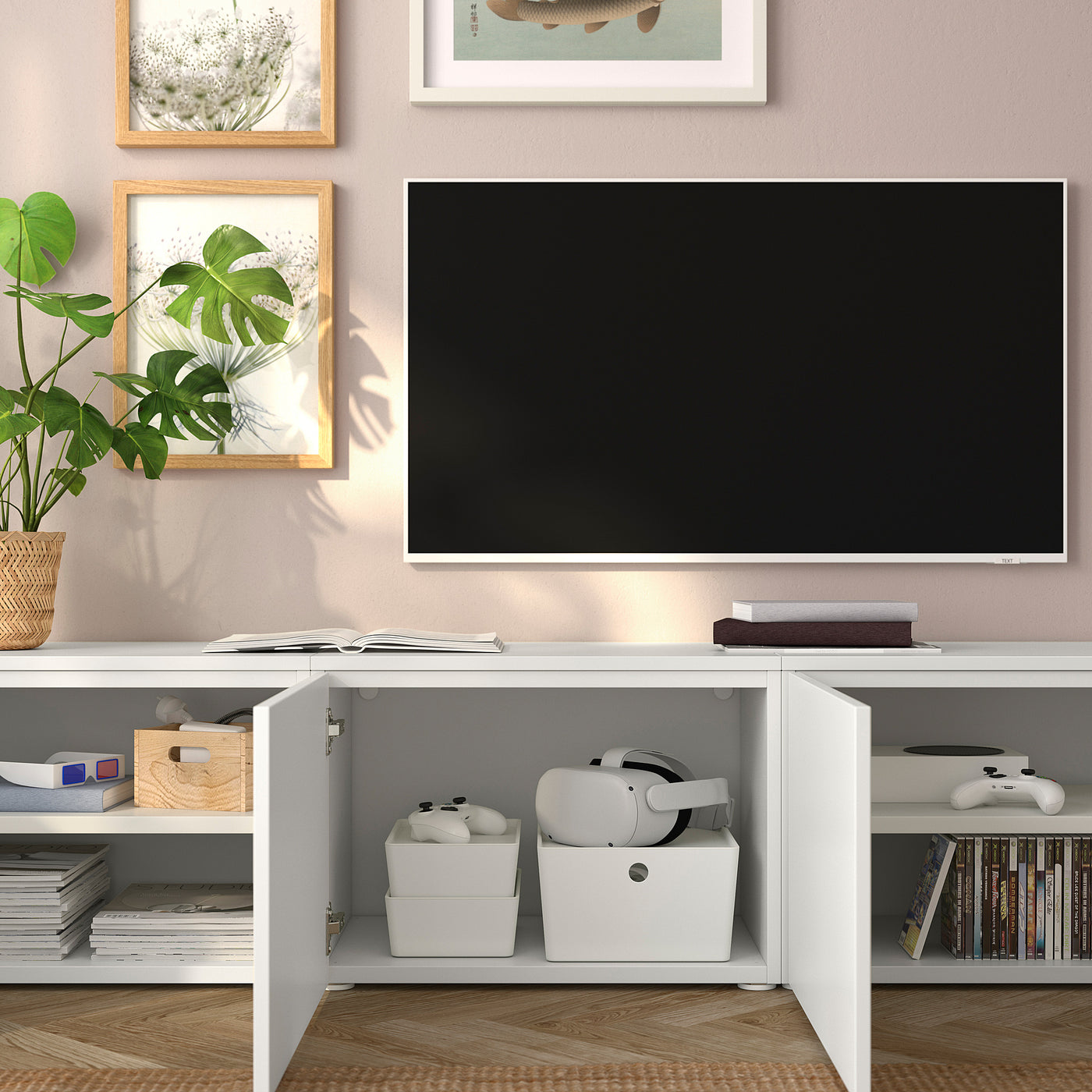 PLATSA storage combination with doors, white Fonnes/white, 180x42x43 cm