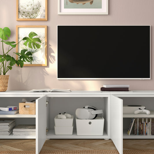 PLATSA storage combination with doors, white Fonnes/white, 180x42x43 cm