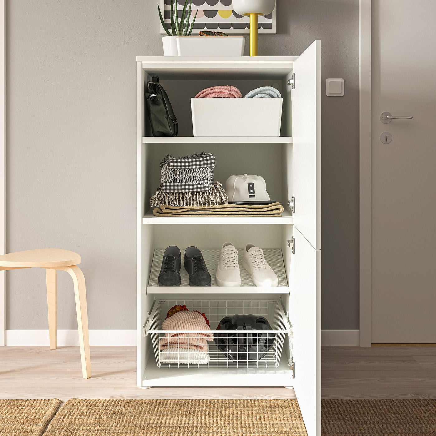PLATSA storage combination with doors, white/Fonnes white, 60x57x123 cm