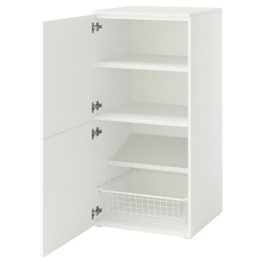 PLATSA storage combination with doors, white/Fonnes white, 60x57x123 cm