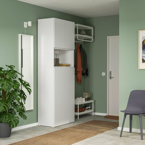 PLATSA storage combination with doors, white/Fonnes white, 80x42x221 cm