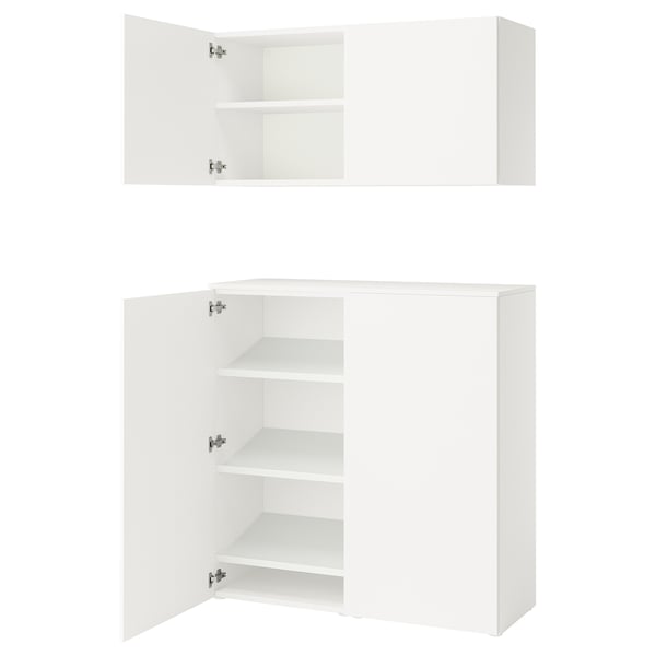 PLATSA storage combination with doors, white Fonnes/white, 122x42x220 cm