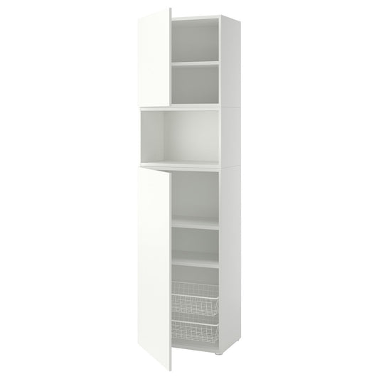 PLATSA storage combination with doors, white/Fonnes white, 60x221x42 cm