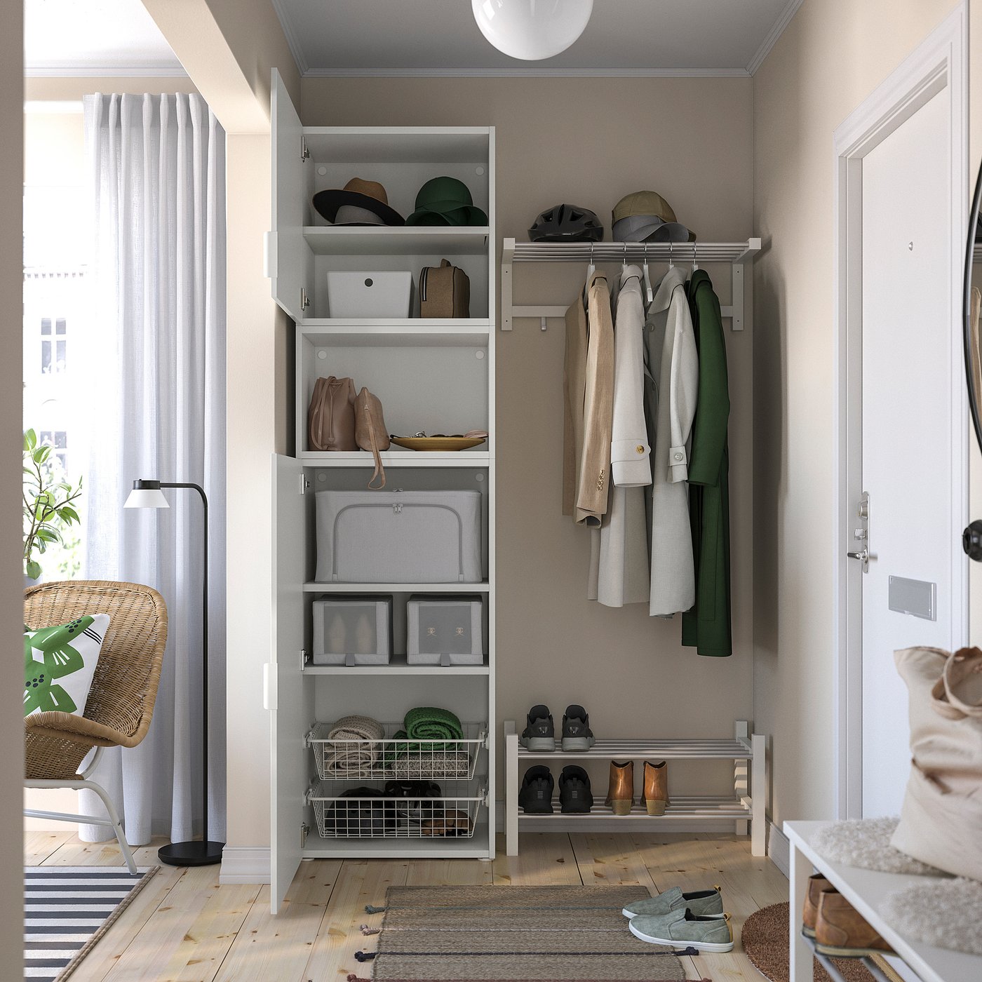 PLATSA storage combination with doors, white/Fonnes white, 60x42x221 cm