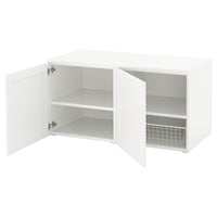 PLATSA storage bench, white/Sannidal white, 120x57x63 cm