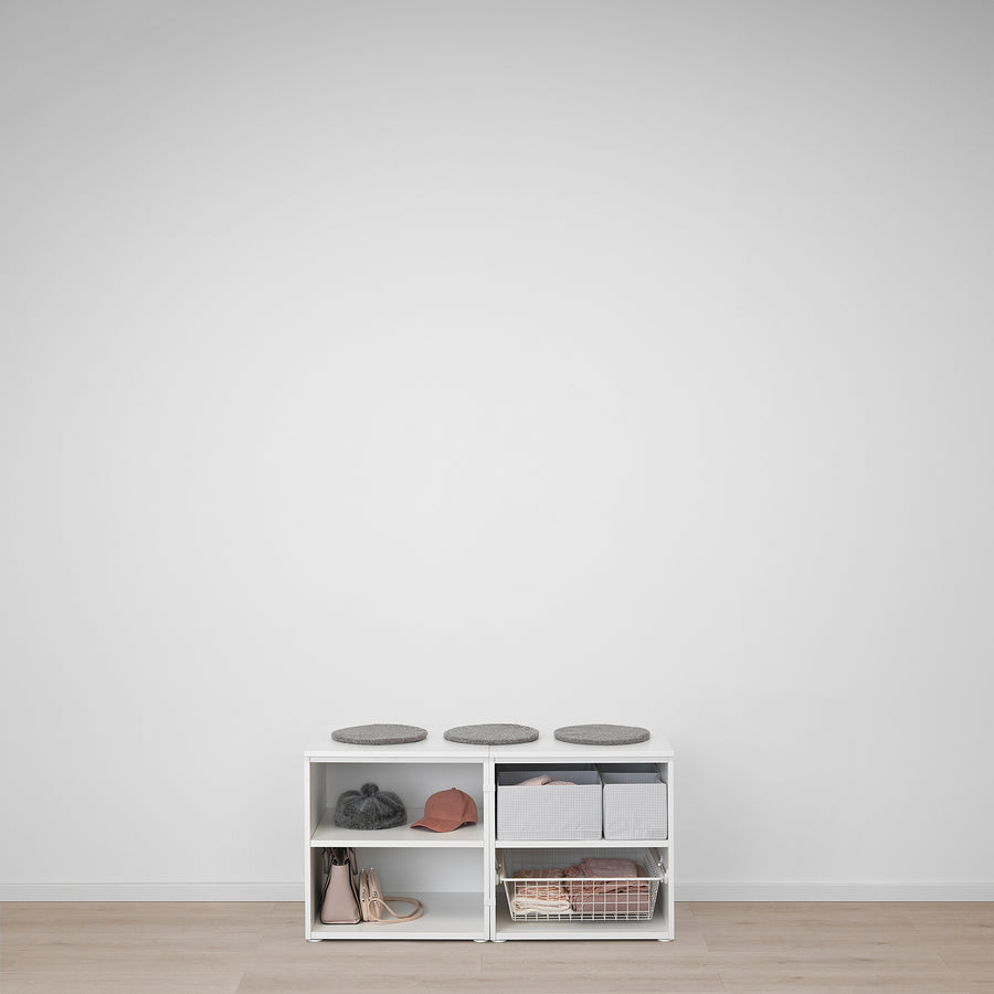 PLATSA storage bench, white/Sannidal white, 120x57x63 cm