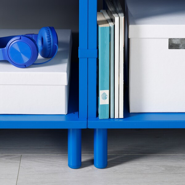 PLATSA - Open shelving unit, white/blue, 120x42x133 cm