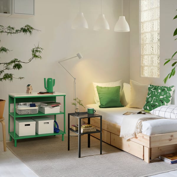PLATSA open shelving unit, white/green, 80x42x73 cm