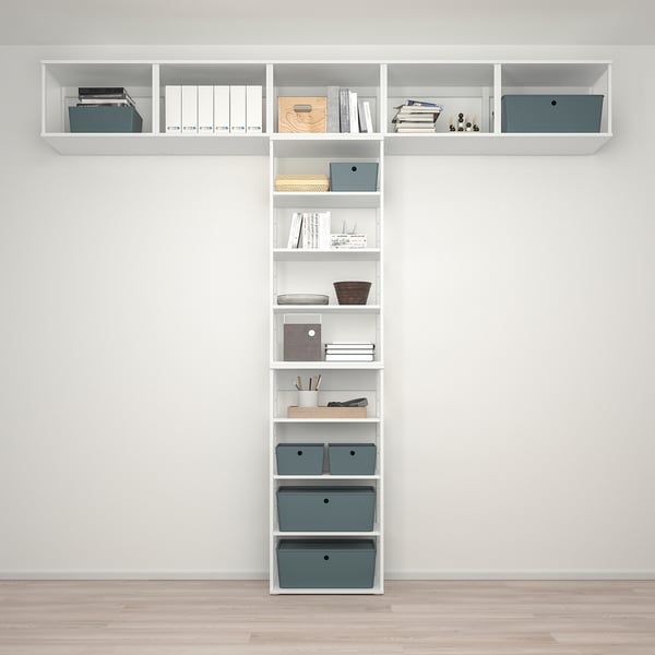 PLATSA - Open shelving unit, white, 300x42x281 cm