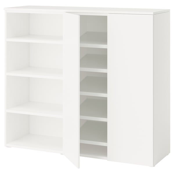 PLATSA shoe cabinet/storage, white/Fonnes white, 140x42x123 cm