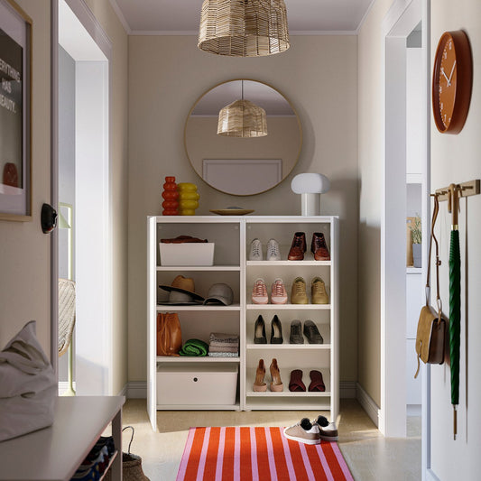 PLATSA shoe cabinet/storage, white/Fonnes white, 120x42x123 cm