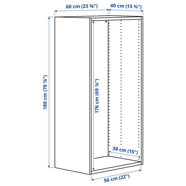 PLATSA frame, white, 60x40x180 cm