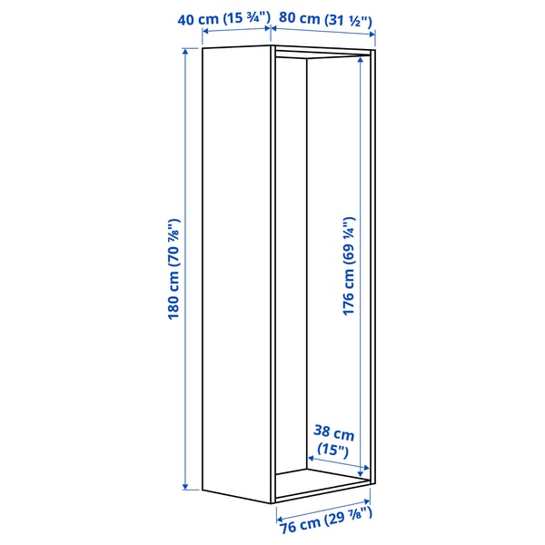 PLATSA frame, white, 80x40x180 cm