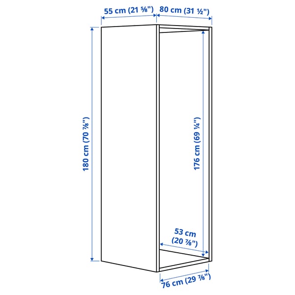 PLATSA frame, white, 80x55x180 cm