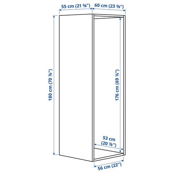 PLATSA frame, white, 60x55x180 cm