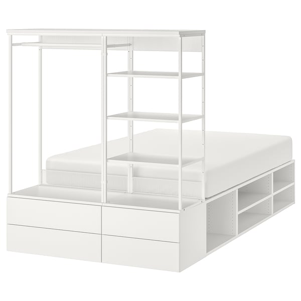 PLATSA - Bed frame with 4 drawers, white/Fonnes, 140x244x163 cm
