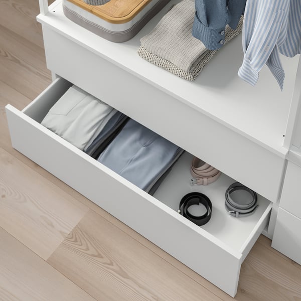 PLATSA - Bed frame with 4 drawers, white/Fonnes, 140x244x163 cm
