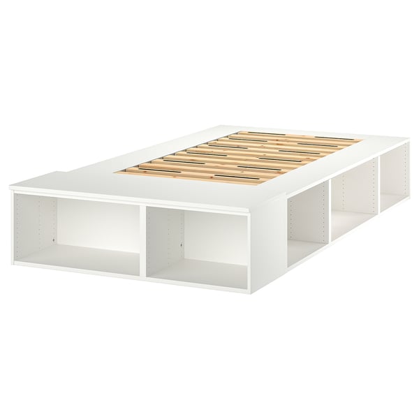 PLATSA bed frame with storage, white, 140x200 cm
