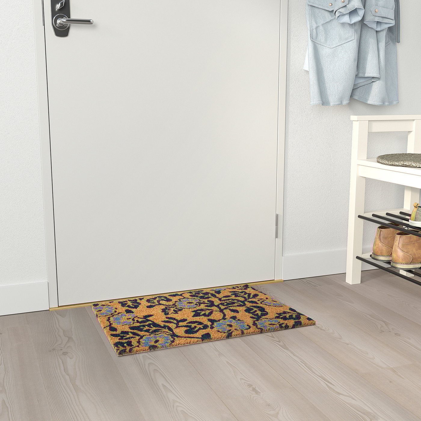 PLATSMÄRKE door mat, coir/floral pattern, 60x40 cm