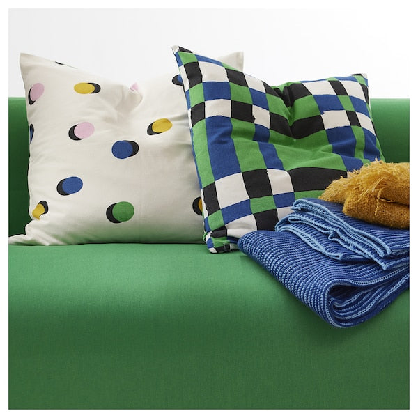 PLATTLUMMER - Cushion cover, green/blue, 50x50 cm