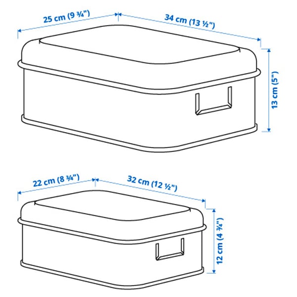PLOGFÅRA storage box with lid, set of 2, light beige