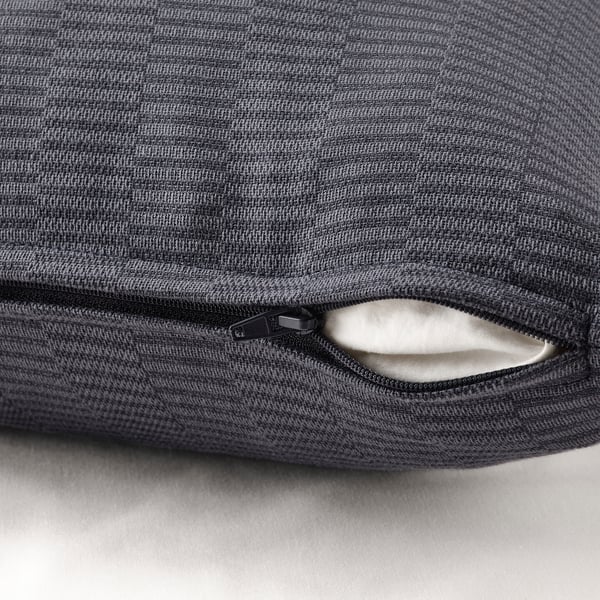 PLOMMONROS - PLOMMONROS Cushion cover, dark grey/grey, 50x50 cm