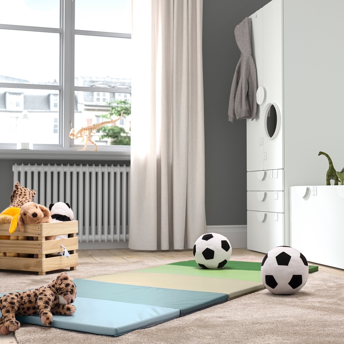 PLUFSIG folding gym mat, blue/green, 78x185 cm
