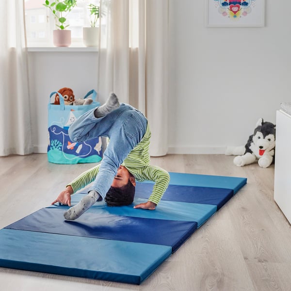 PLUFSIG folding gym mat, blue, 78x185 cm