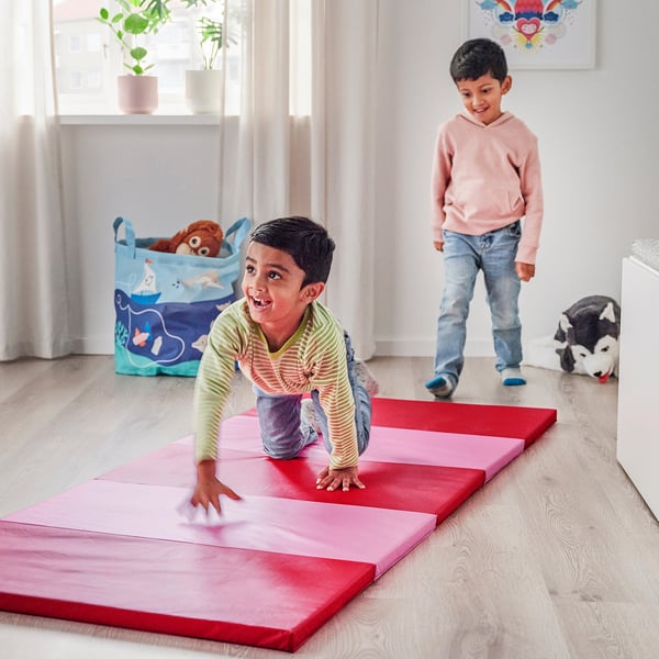 PLUFSIG folding gym mat, pink/red, 78x185 cm