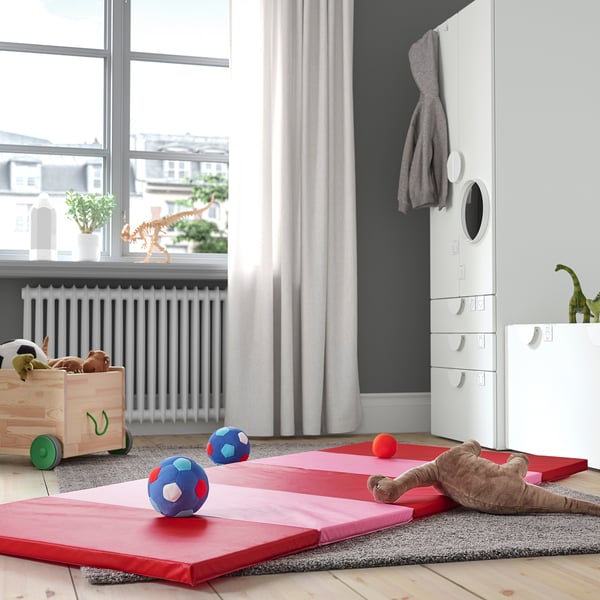 PLUFSIG folding gym mat, pink/red, 78x185 cm