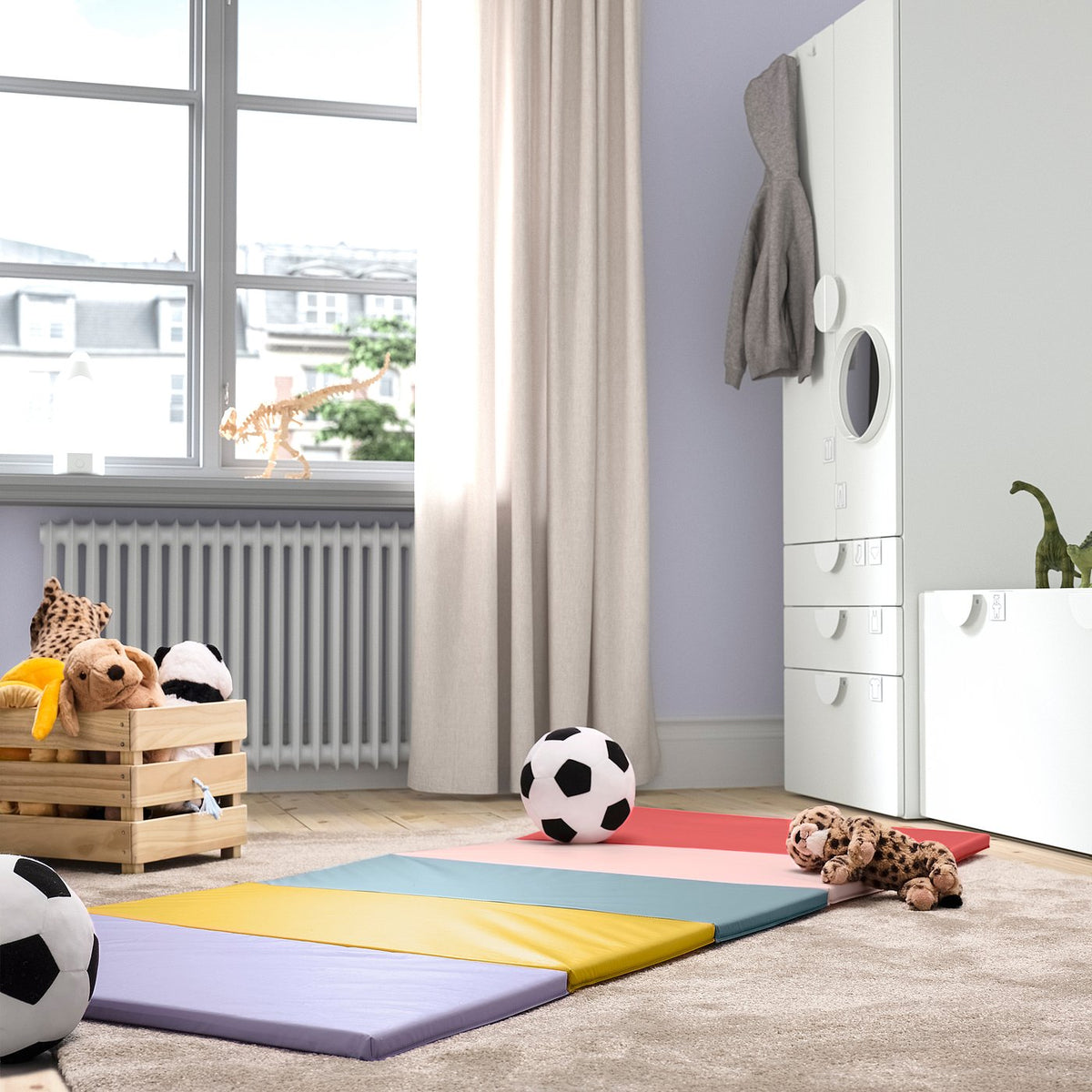 PLUFSIG folding gym mat, red/lilac, 78x185 cm